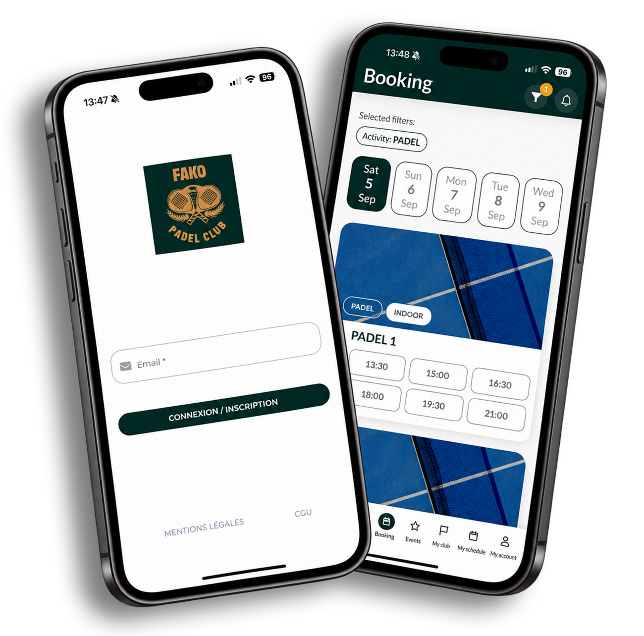 application mobile Fako Padel Club de réservation de terrains